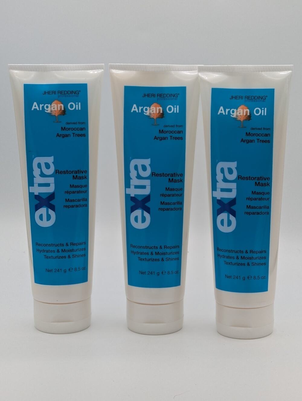 3 Pack Jheri Redding Extra Argan Oil Restorative Hair Mask Repair & Shine 8.5oz